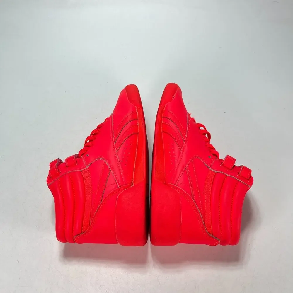Reebok Freestyle Hi Orange Red High Top Hook & Loop Straps Sneakers Youth Size 1